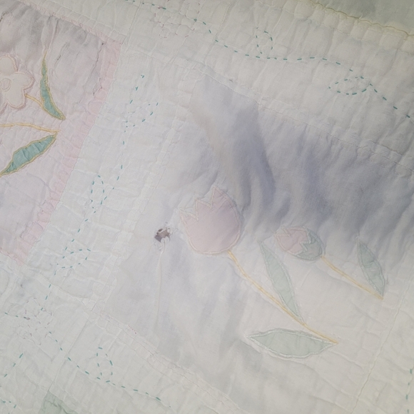 Vintage Quilt Pastel Patchwork Cottage Cutter Scrappy Shabby TLC Crafts *READ - Picture 15 of 16